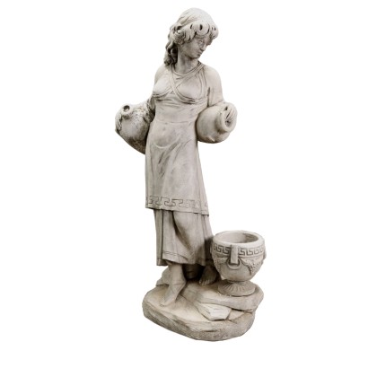 Sculpture Féminine Ancienne avec Amphores Gravier Italie '900 Figure