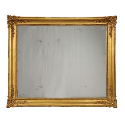 Antiker Französischer Spiegel '800 Merkurspiegel Vergoldeter Holzrahme
