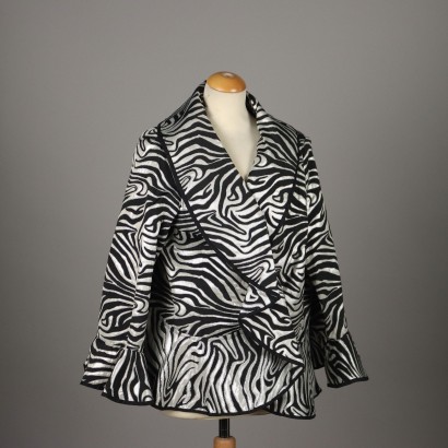 Vintage Tailored Jacket Animalier 80s-90s Size 12 Cotton Lurex