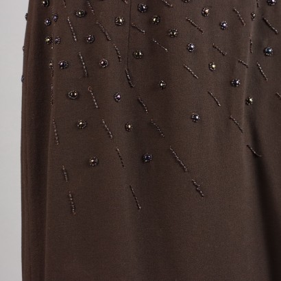 Dark Brown Embroidered Vintage Dress