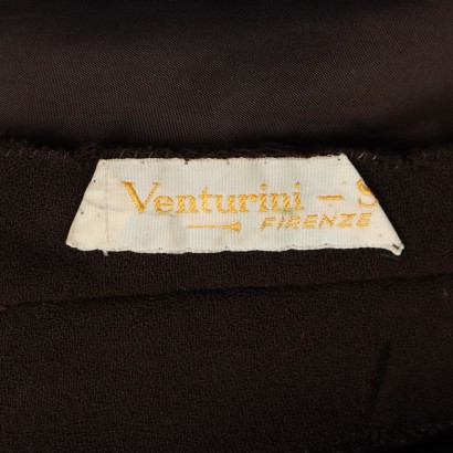 Dunkelbraunes besticktes Vintage-Kleid