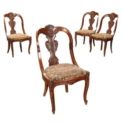 Grupo de cuatro sillas Louis Philippe Gondola