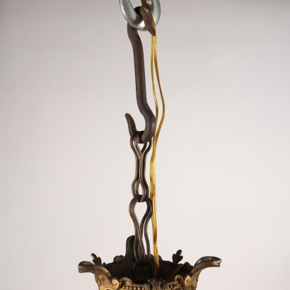gilt bronze chandelier, Neo-Gothic gilt bronze chandelier