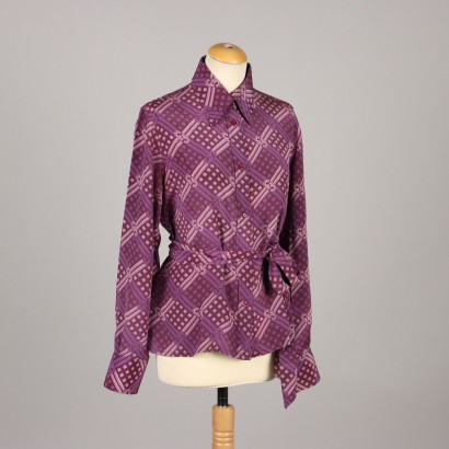 Camisa de seda vintage con bufanda Ferragamo