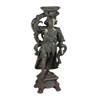 Escultura de soporte de jarrón de ángel barroco