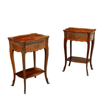 Pair of Antique Bedside Tables Wood Italy XX Century