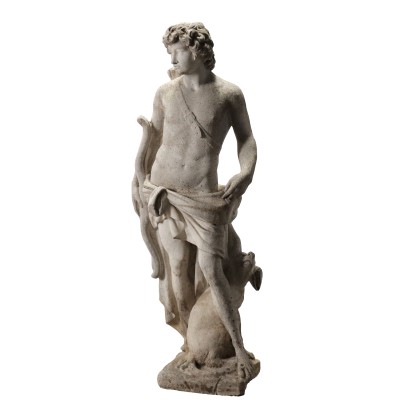 Sculpture de Jardin Ancienne en Faïence Apollon Italie XXe Siècle