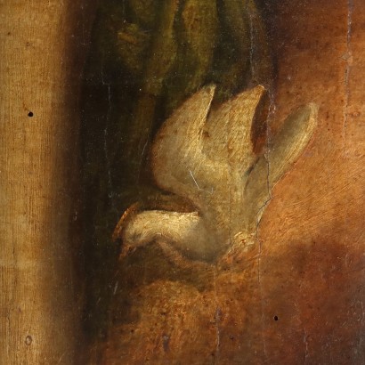 PINTURA DE LA ANUNCIACIÓN SOBRE MESA, Pintura sobre panel de la Anunciación, siglo XVI.