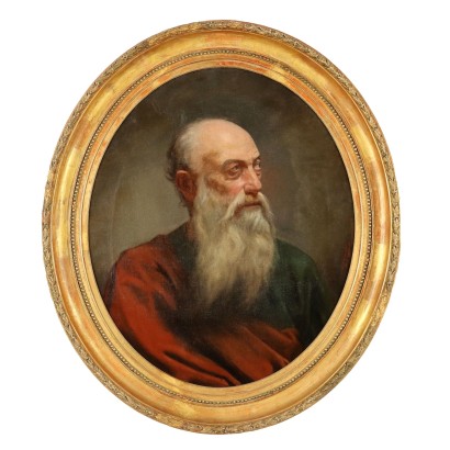 Antikes Gemälde mit Porträt eines Philosophens Italien 1875