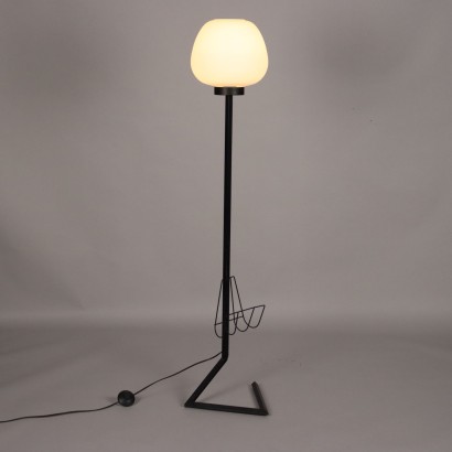 Vintage Lampe aus Metall und Opalglas Italien der 60er Jahre