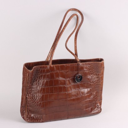Second Hand Furla Bag Crocodile Printed Leather Italy