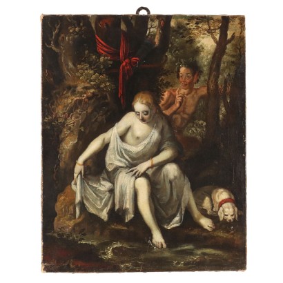 Antique Painting with Mythological Scene Oil on Canvas XVIII Century
