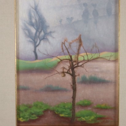 Peinture de Primo Carena,Arbres dans le brouillard,Primo Carena,Primo Carena,Primo Carena,Primo Carena,Primo Carena