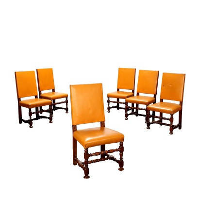 Groupe de six chaises à bobine