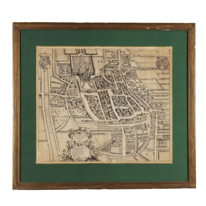 Etching with Map of Racconigi 1726,Raconisium - Map of Racconigi,Etching with Map of Racconigi 1726
