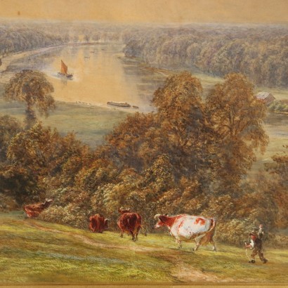 Painting by Henry Clifford Warren,River Landscape with Woodman Figures,Henry Clifford Warren,Henry Clifford Warren,Henry Clifford Warren,Henry Clifford Warren,Henry Clifford Warren