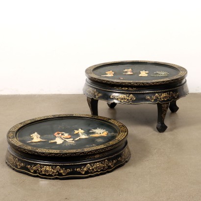 Pair of Orien Lacquered Round Coffee Tables