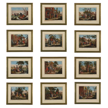 Grupo de doce grabados de Giovanni Battista Cecchi