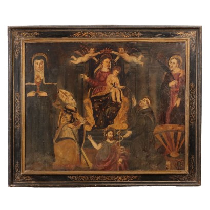 Antikes Gemälde mit Historischem Subjekt Öl auf Leinwand XVII Jhd
