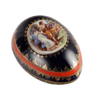 Antique Egg-Shaped Porcelain Box Europe First Half XX Century