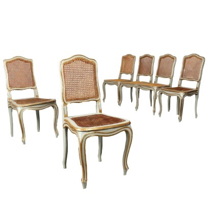 Group of Antique Lacquered Chairs Baroque Italy XVIII Century