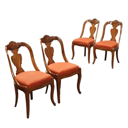 Gruppe aus 4 Antike Louis Philippe Stühle Italien des XIX Jhs