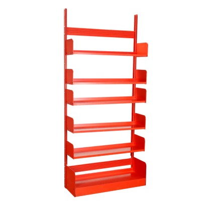 Vintage 1970s Lips Vago Congresso Bookcase Red Lacquered Metal