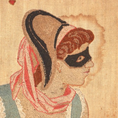 arte, arte italiano, pintura italiana del siglo XIX, bordado de niña de la mascarada en tela% 2