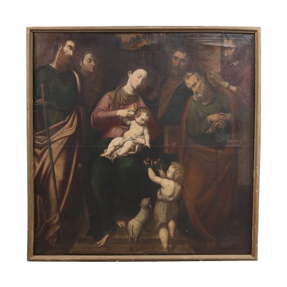 Virgen con el Niño y Santos pintura del siglo XVII