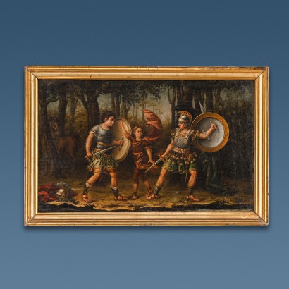 arte, arte italiana, pittura antica italiana,Gruppo di Quattro Dipinti con Scene de